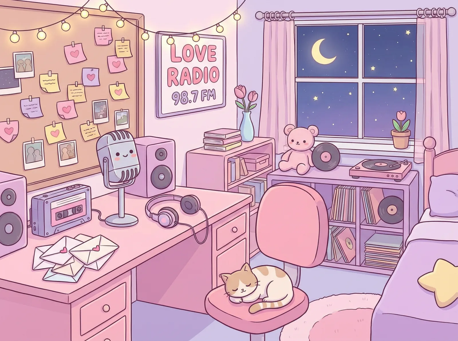 糖心视频 恋爱电台 - 复古风格的粉色录音室